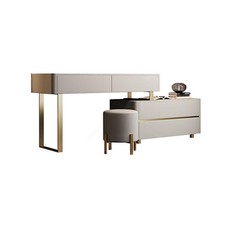 Glam 51.2" W Slate Vanity Desk and Stool in Gray with 4 Drawers