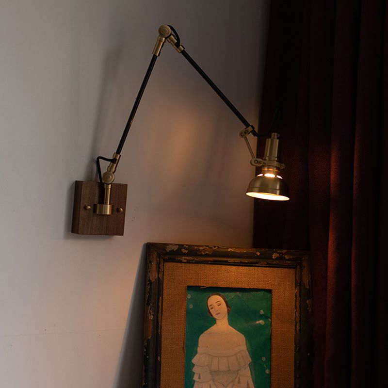 Goldene Metallwandlampe Leuchten Industrial Swing Arm Lampe für Schlafzimmer