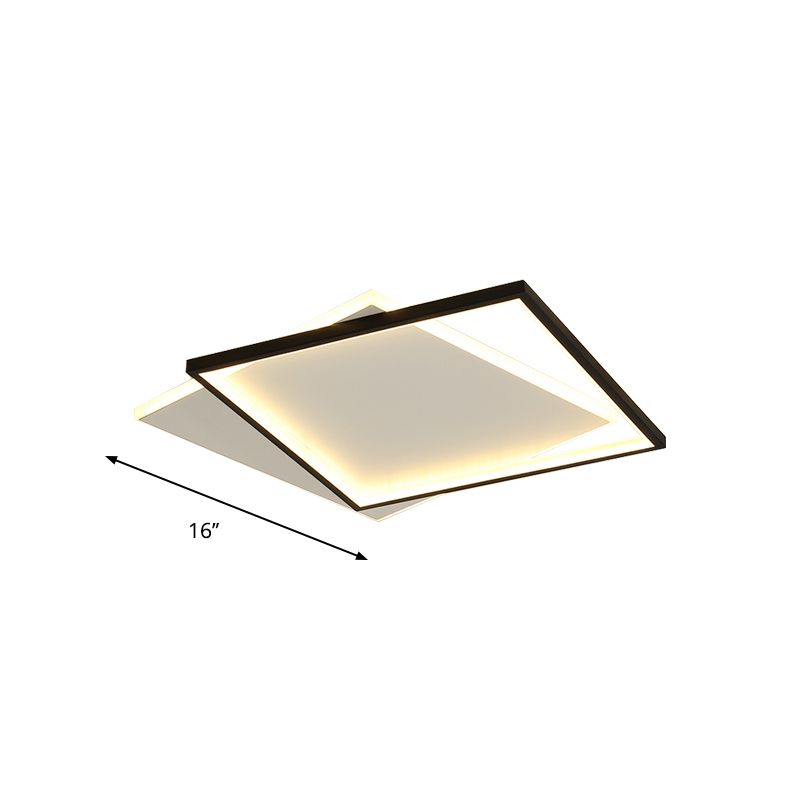 Iluminación de techo LED negra acrílica Simplicity de montaje empotrado doble redondo/cuadrado/rectangular en luz cálida/blanca