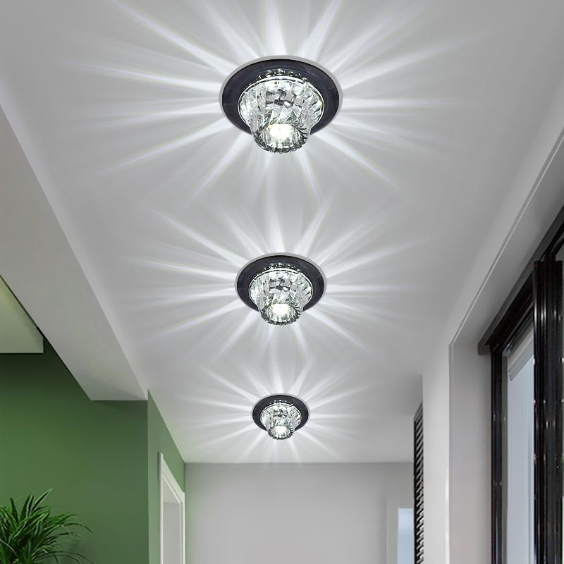 Flared LED Flush Mount Ceiling Fixture Simple Twisted Crystal Corridor Flush Light in Clear
