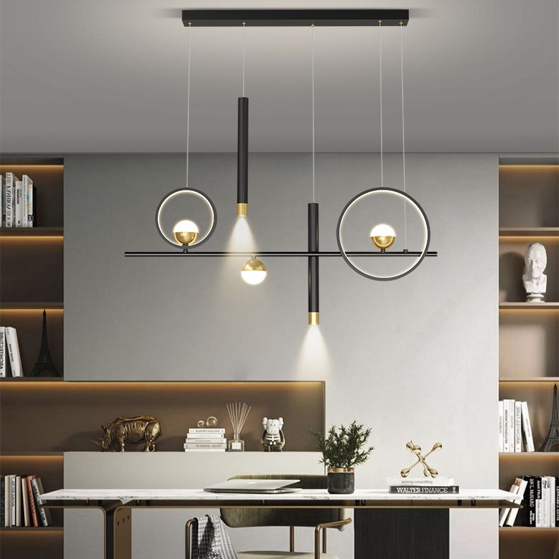 Silica Gel LED Island Light in Modern Creative Style Aluminium Linear Pendant Light for Dining Room