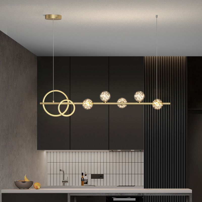 Modern Pendant Light Geometric Island Light Fixture Metal Island Lights in Gold