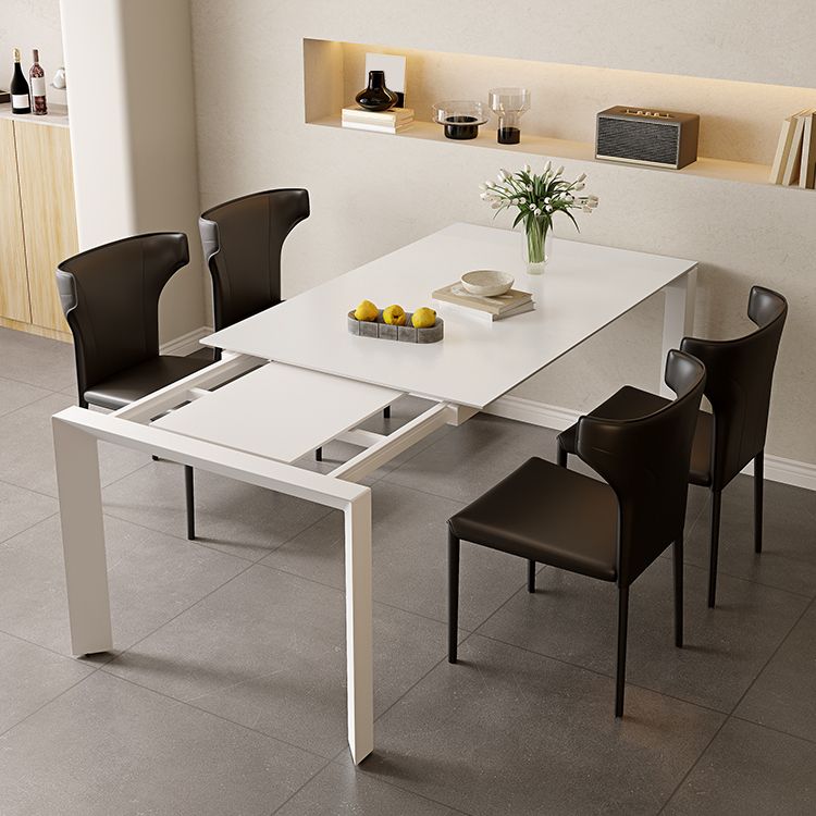 Modern Style 1/3/4/5/7 Pieces Dining Table Rectangle Stone Extendable Furniture in White