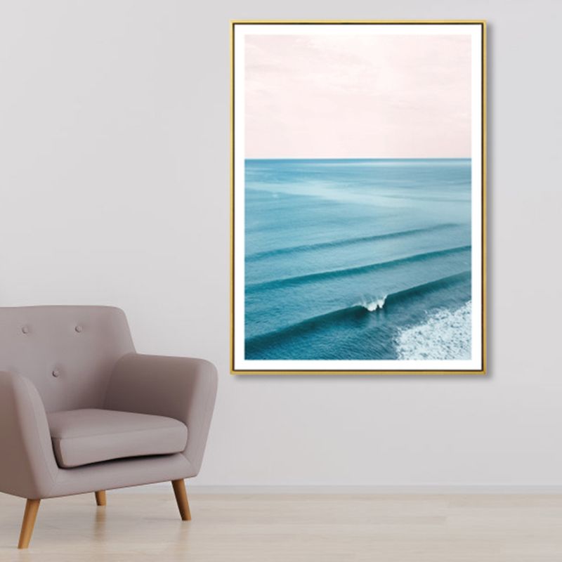 Tropical Canvas Print Blue Photographic Sea Surface with Waves Wall Art for Living Room