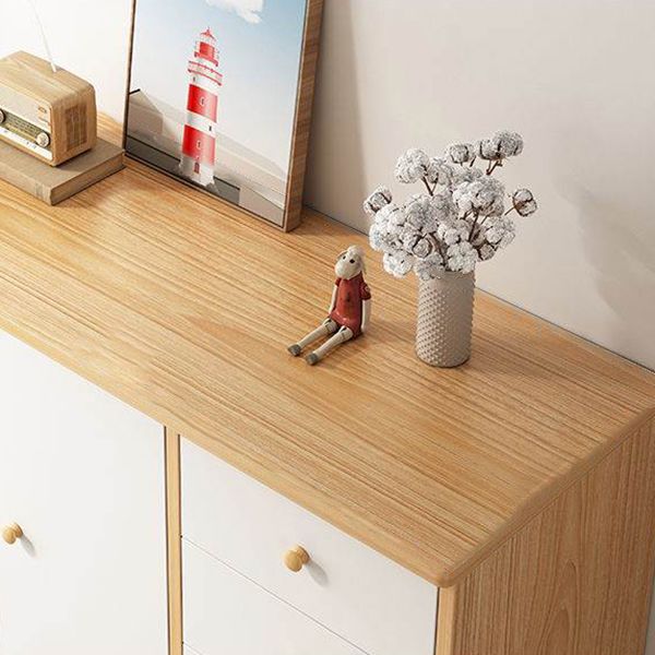 Modern Engineered Wood Sideboard Simple Beige Buffet Table with Drawer for Dining Room