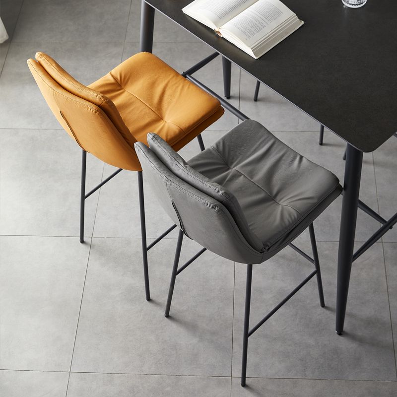 Contemporary Metal Leather Bar Stools Indoor Barstool with Iron Legs and Footrest