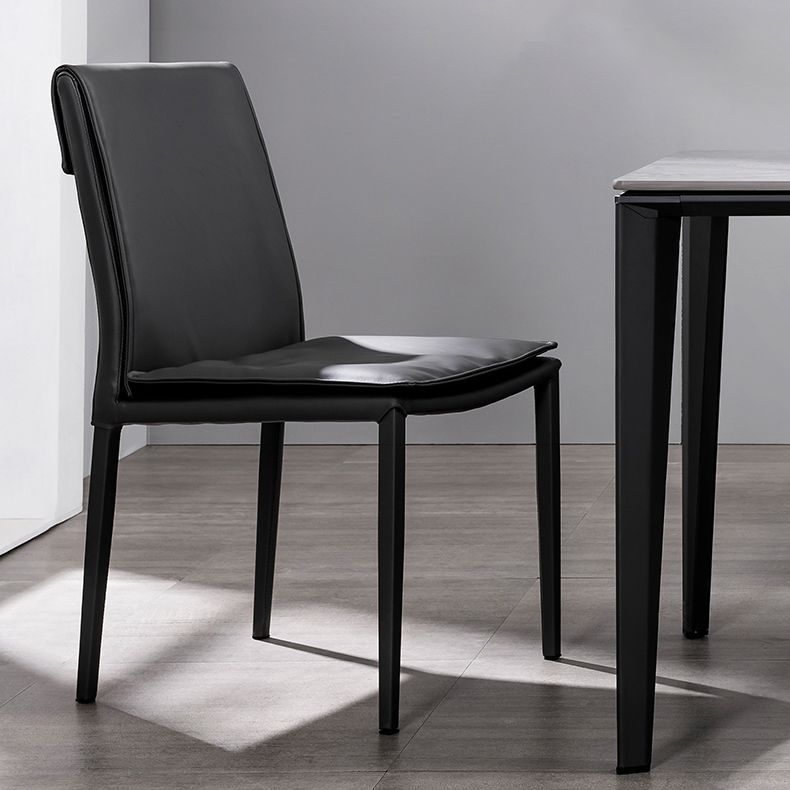 Modern Indoor-Outdoor Dining Room Chairs Leather Dining Armless Chairs (Set of 2)