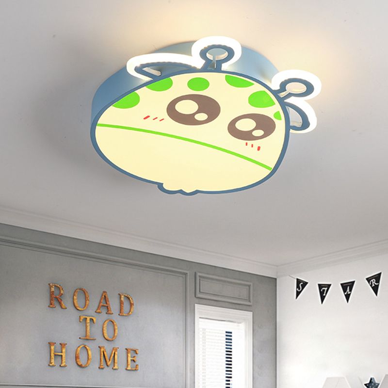 Giraffe Head Flush Ceiling Light Cartoon Acrylic Pink/Blue Finish LED Flush Mounted Lamp for Kids Room