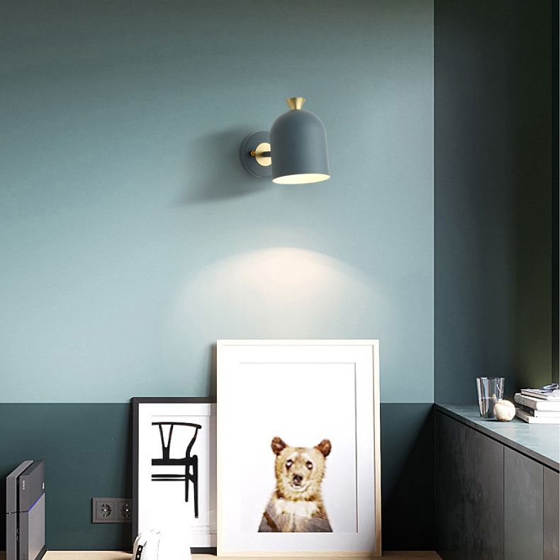 Modern Concise Macaron Wall Lamp Wrought Iron Dome Wall Light for Interior Spaces