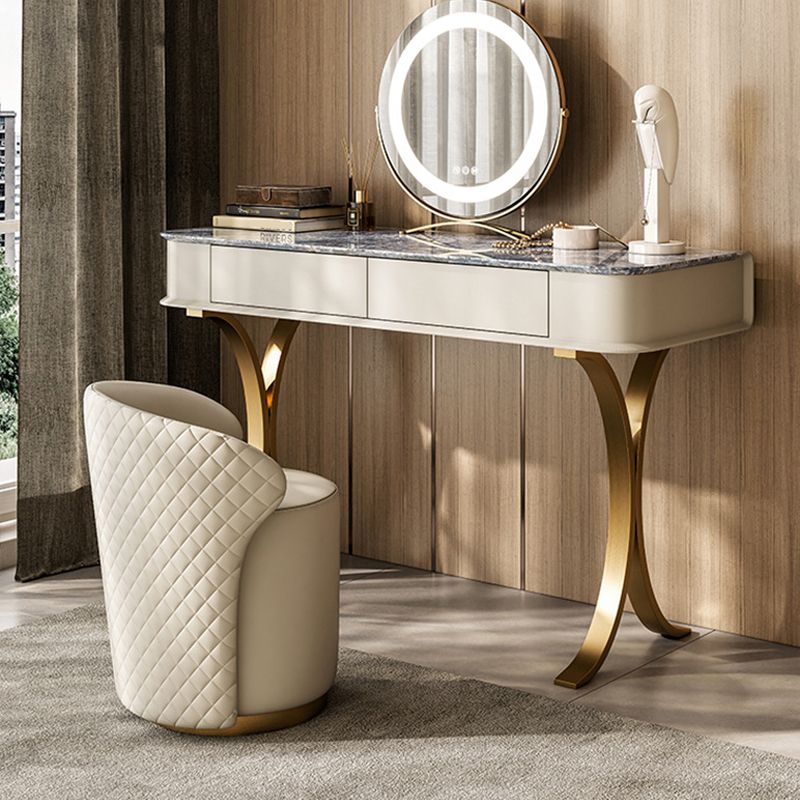 Bedroom Make-up Vanity Luxurious Stone Top Dresser with Padded Stool