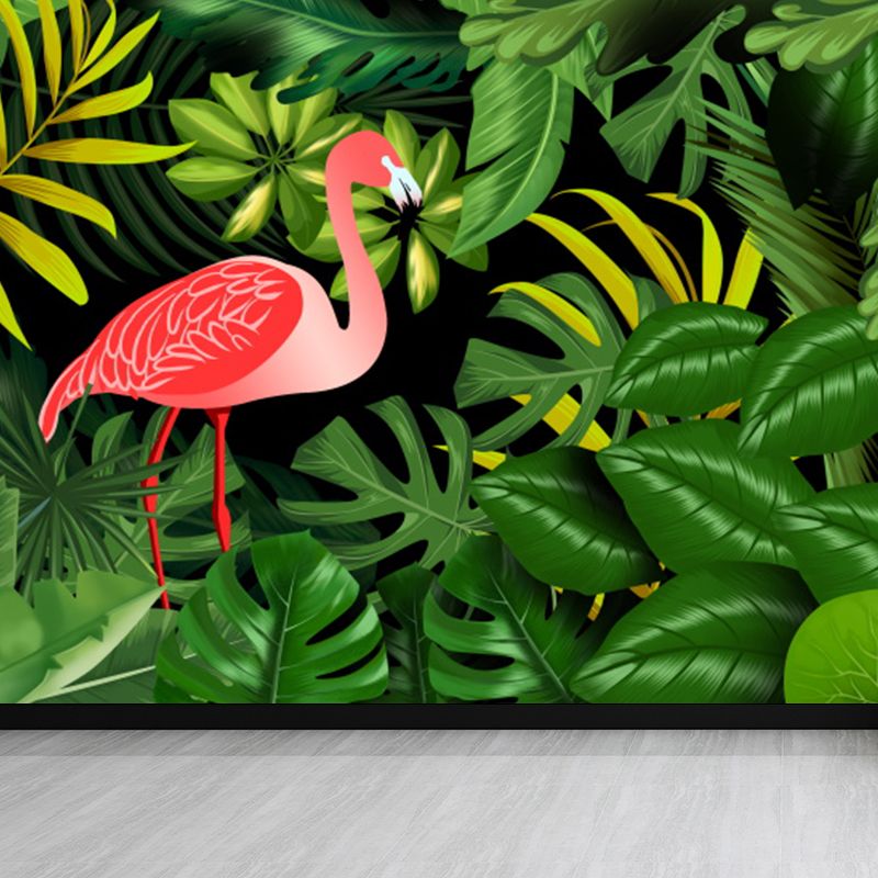 Extra Large Flamingo Mural Green Non-Woven Wall Art for Home Decor, Personalised