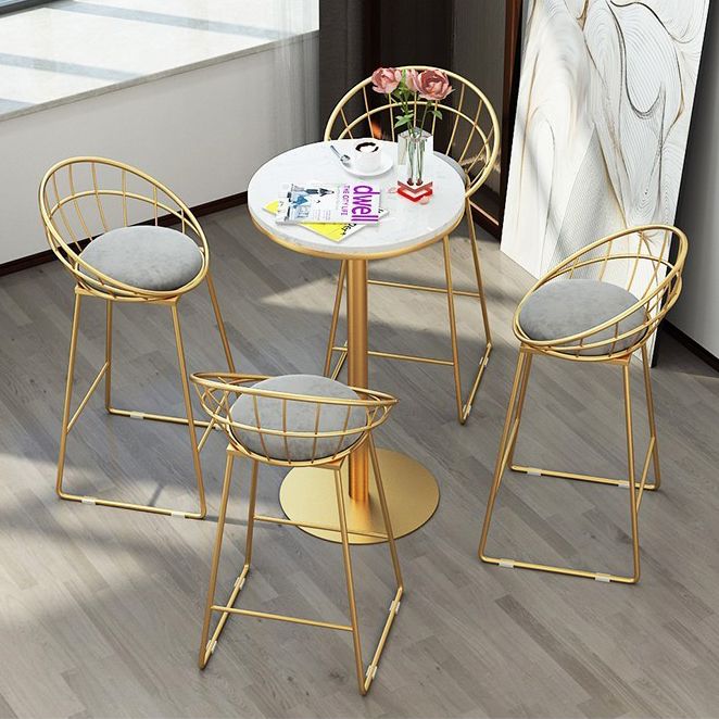 1/5 Pieces Glam Round Bar Table Set Bistro Set with White Faux Marble Top