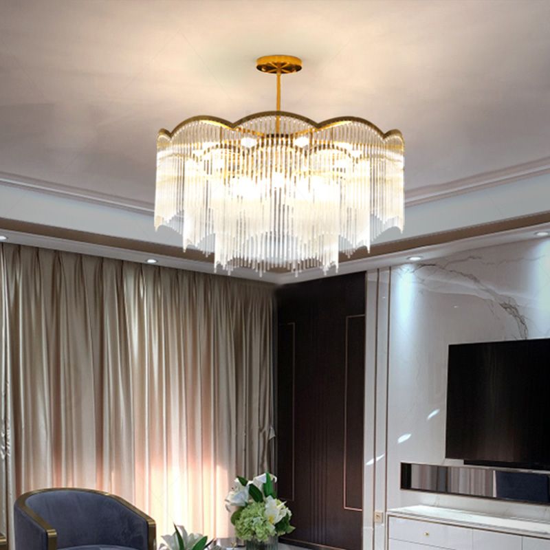 Postmodern Chandelier Lighting with Clear Glass Shape Pendant Lamp for Living Room