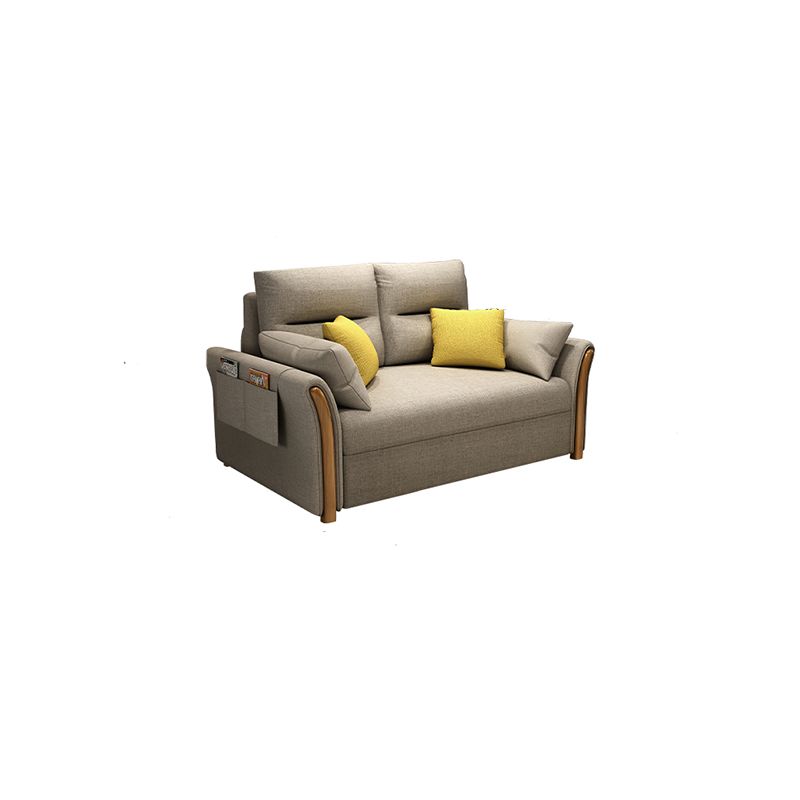 Contemporary Cotton Blend Convertible Flared Arm Couch Bed with Pillows
