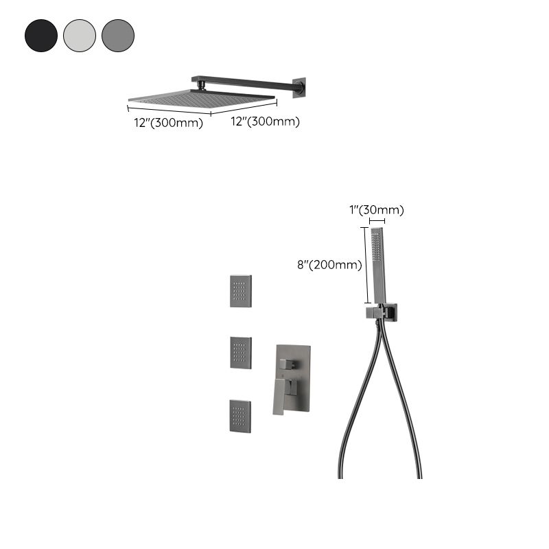 Modern Shower Faucet Brass Square Adjustable Shower Head Wall Mounted Shower Set