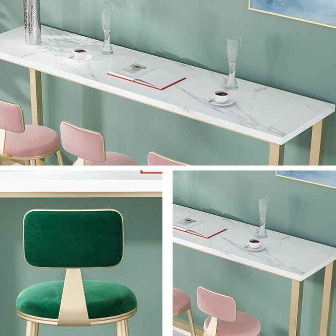 1/2/5 Pieces Modern Iron Bar Table Set Rectangle Engineered Wood Bistro Set with Footrest