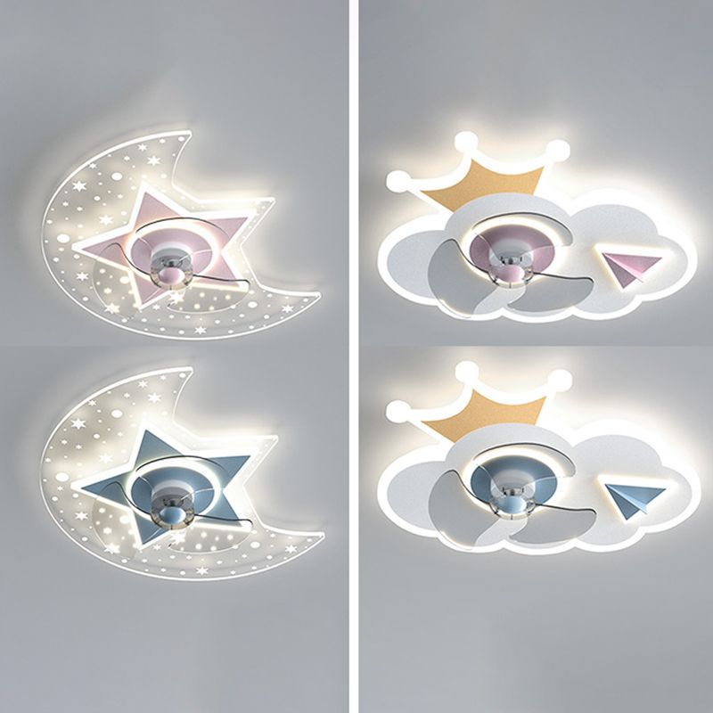 Amella a forma di fiore Ventola di ventola per bambini Multi Lights Lampada a ventola del soffitto