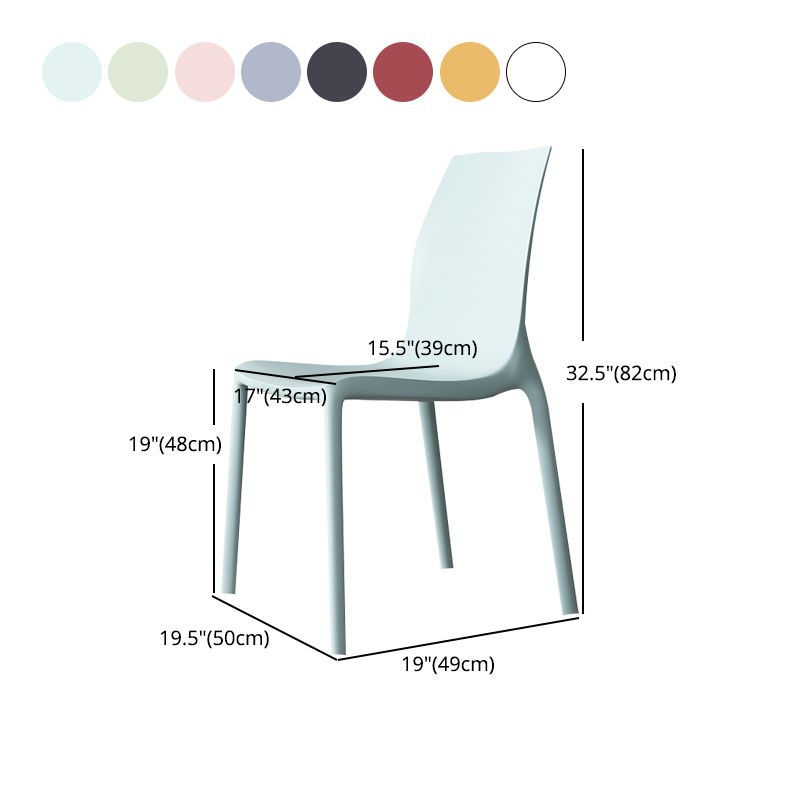 Nordic Style Plastic Dining Chairs Kitchen Armless Dining Chairs