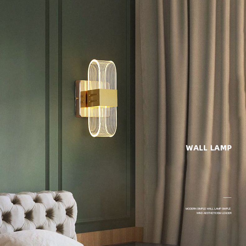 Zeitgenössische LED -Wandleuchter ovales Aluminiumwandmontage Licht für Schlafzimmer