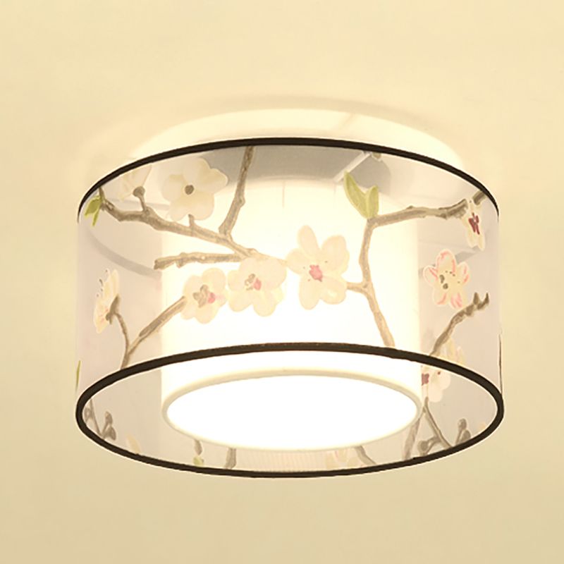 Plafonniers encastrés de style chinois avec éclairage de montage au plafond avec abat-jour en tissu