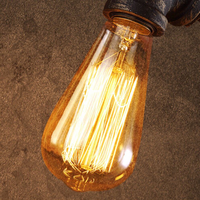 Pasping Restaurant Wandlampe Leuchte Cyberpunk Metallic Rost Wandmontage Beleuchtung mit bloßem Glühbirnendesign