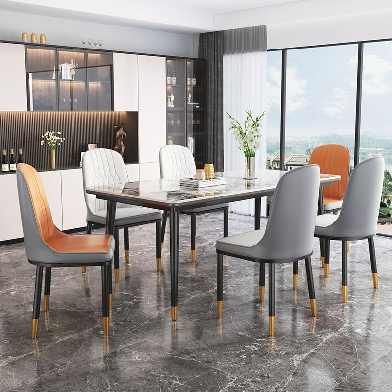 Modern Rectangle Dining Set 1/4/5/7 Pieces Stone Top Legs Indoor Dinette Set