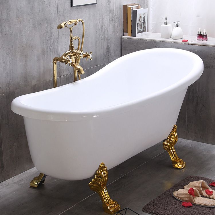 Floor Mounted Tub Spout 3 Handles Traditional Freestanding Tub Filler in Gold