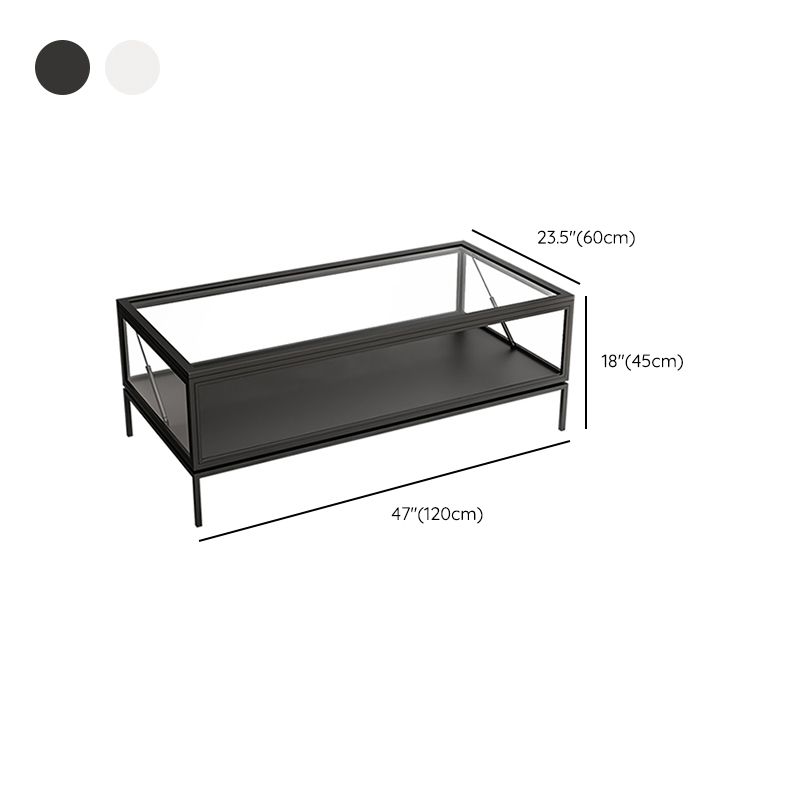 Glass Top Coffee Cocktail Table Block/4 Legs Contemporary Trunk Storage