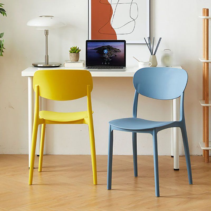 Contemporary Style Stackable Chair Dining Open Back Armless Chair with Plastic Legs