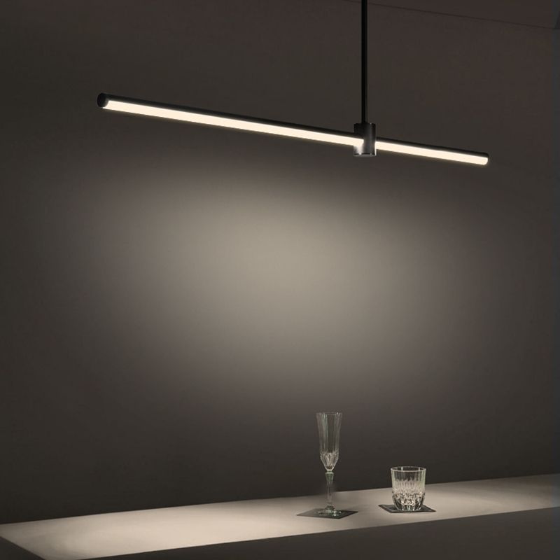 Modern LED Island Lighting Black Acrylic Chandelier Light Fixture for Bedroom