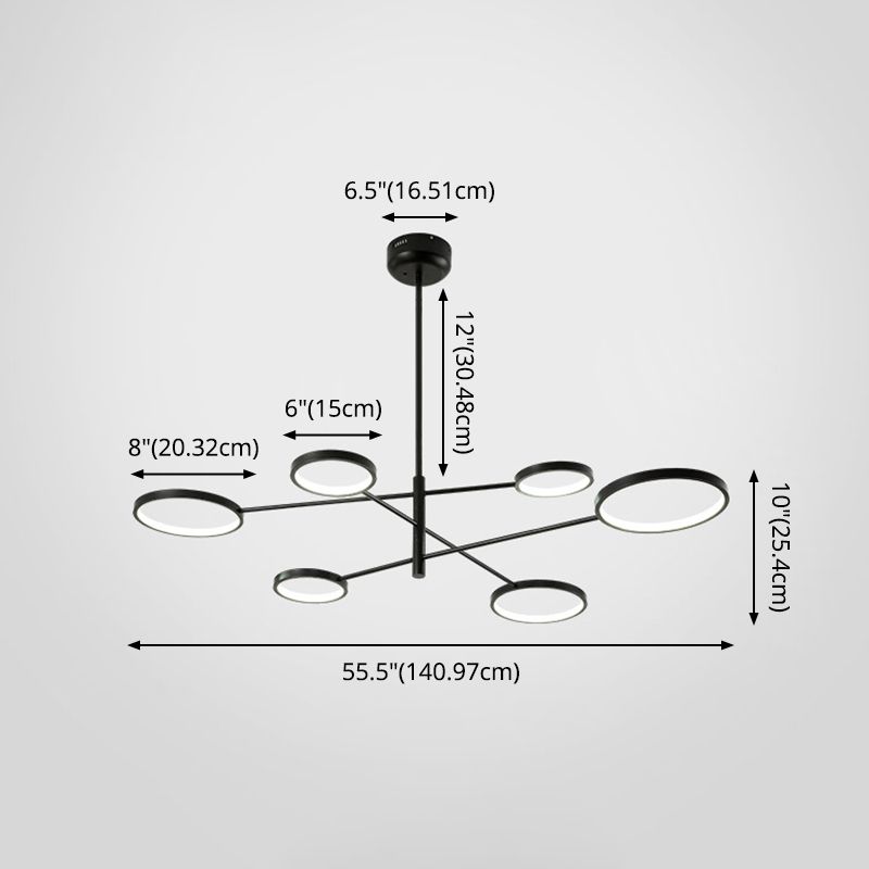 Lampadario a soffitto anello modernista in metallo a sospensione con cavo sospeso per il ristorante