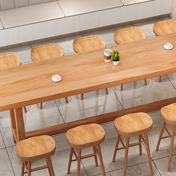 Modern Armless Backless Counter Stool Wood Bar Stool with Pedal for Milk Tea Shop
