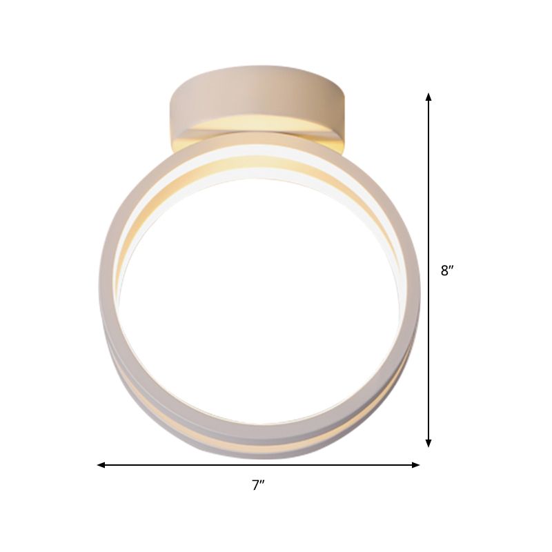 Loop Flush Mount Light Fixture Minimalist Black/White LED Ceiling Lighting in Warm/White/3 Color Light