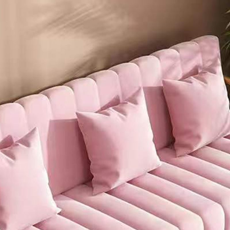 Velvet Sofa with 3 Pillows Square Arm for Living Room 3-seater