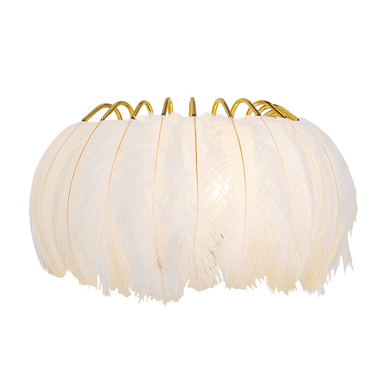 Minimalist Half-Round Wall Lamp Feather 1 Head Bedroom Flush Mount Wall Sconce