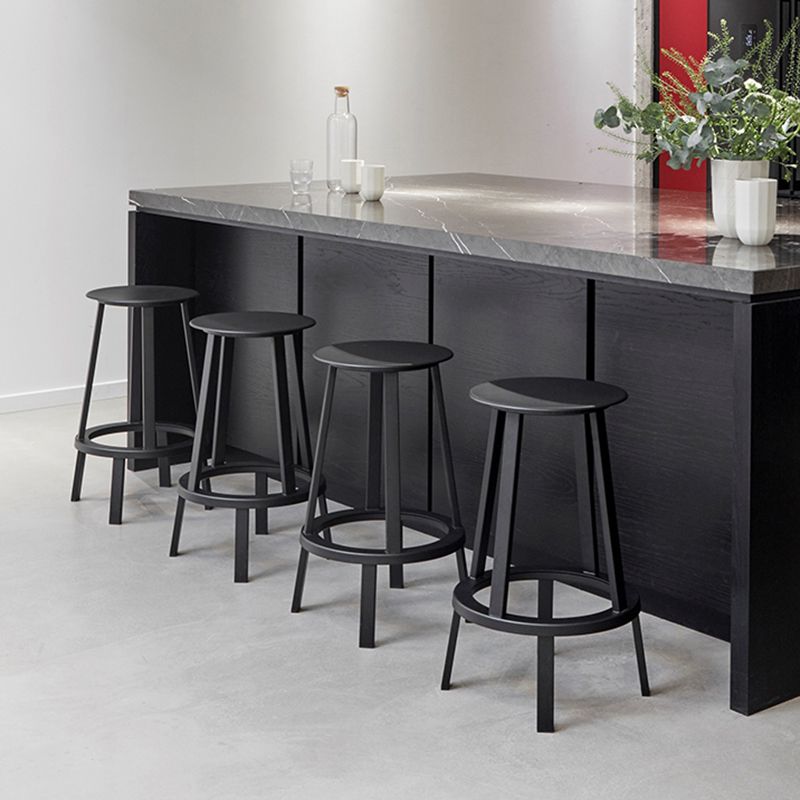 Contemporary Backless Barstool Round Seat Armless Bar Stools with 4 Metal Legs