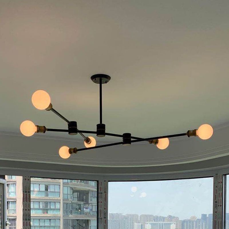 Nordic Style Metal Chandelier Branch Black Pendant Lamps for Living Room