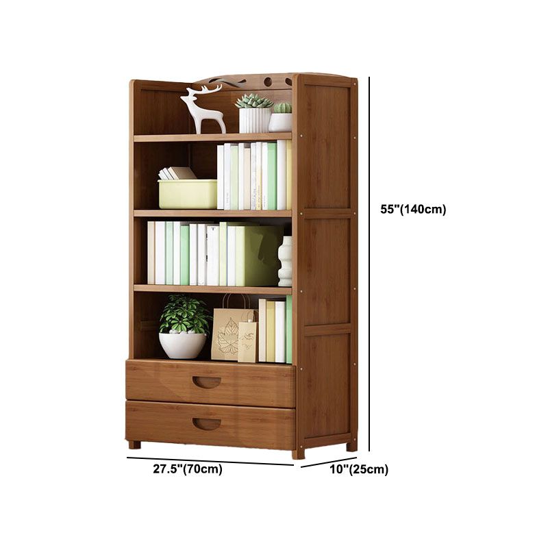 Contemporary Floor Closed Back Bookshelf Bamboo Home Shelf Bookcase