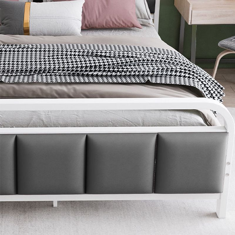 Glam Metal Bed Leather Upholstered Bed With Headboard and Footboard