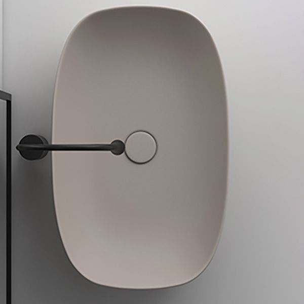 Modern Bathroom Sink Pop-Up Drain Porcelain Solid Color Oval-Shape Vessel