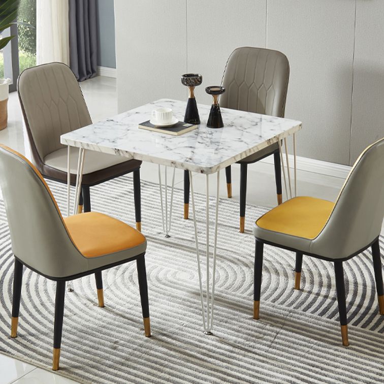 Industrial Style Sintered Stone Dining Table 4 Legs Base Square Table for Home