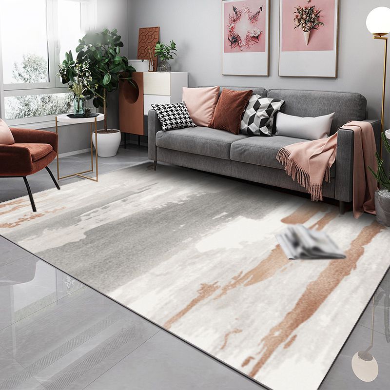 Light Gold Modern Rug Polyester Graphic Rug Washable Rug for Drawing Room