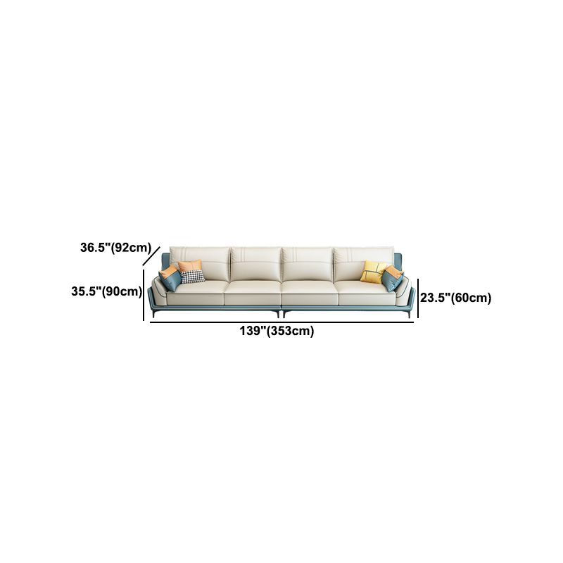 Scandinavian Faux Leather Sectional in Beige 35.43" Tall Sectional