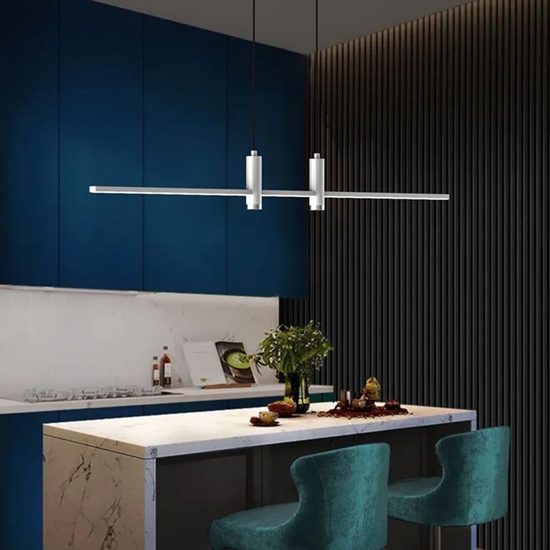 Modern Linear Island Light Fixtures 1-Light Restaurant LED Hanging Lamp with Spotlight