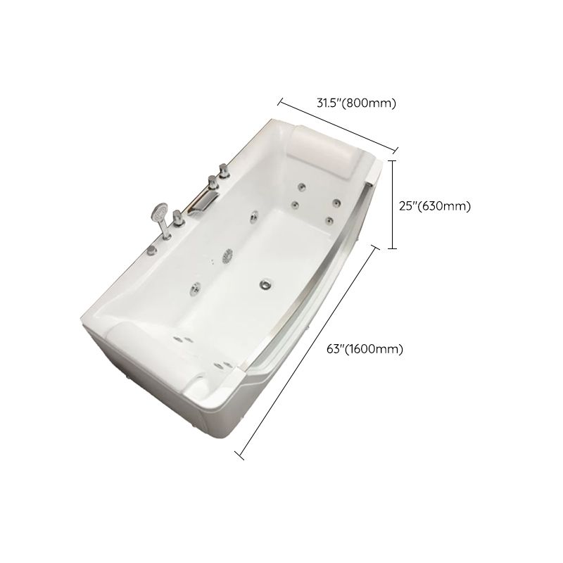Modern Rectangle Acrylic Bathtub Back to Wall with Massage Device