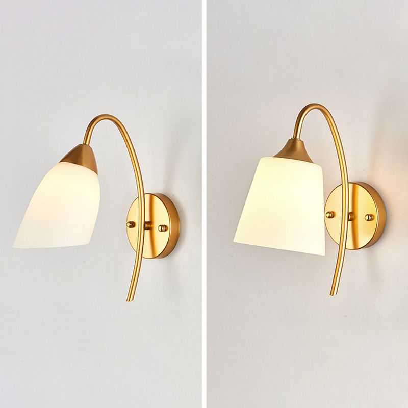 Metal Modern Wall Sconce Geometric Shape Vanity Light with Glass Shade for Bathroom