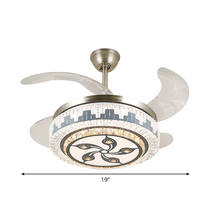 Geschichtete Esszimmer Hängende Lüfterleuchte leichte kristall 19 "breite LED Moderne Semi -Flush Deckenlampe, 4 Klingen