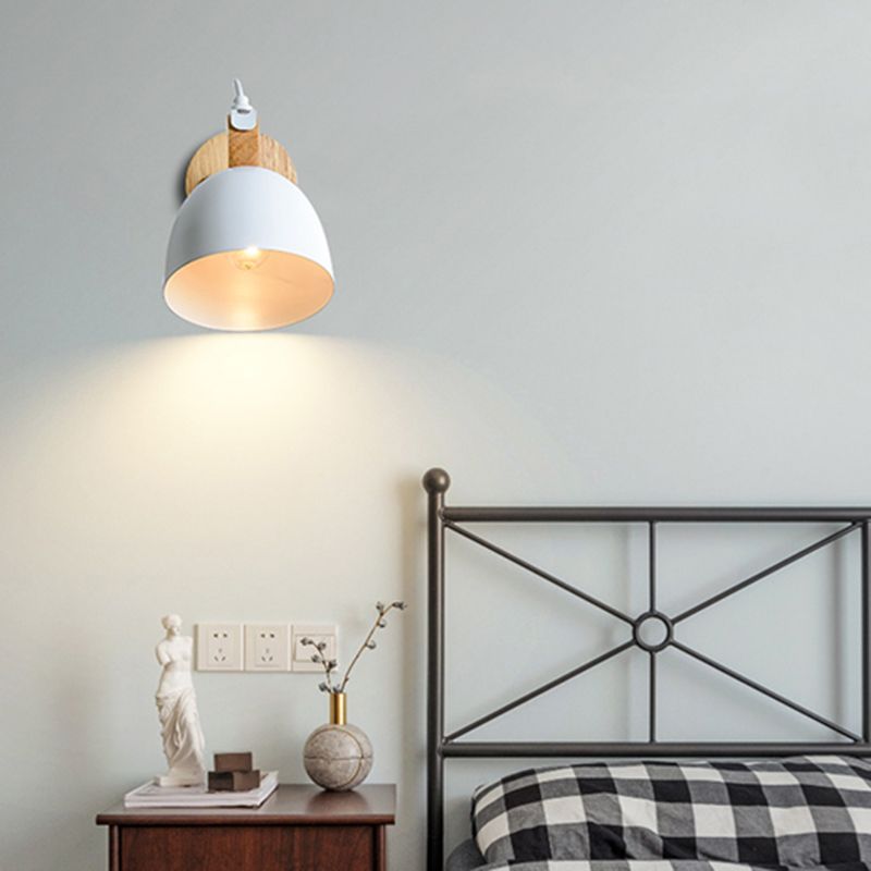 1-Light Wall Sconce Modern Macaron Style Metal Wall Lighting for Bedside