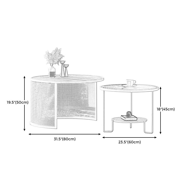 Modernism Round Glass and Steel Coffee Cocktail Table - 17.7"/19.7" H