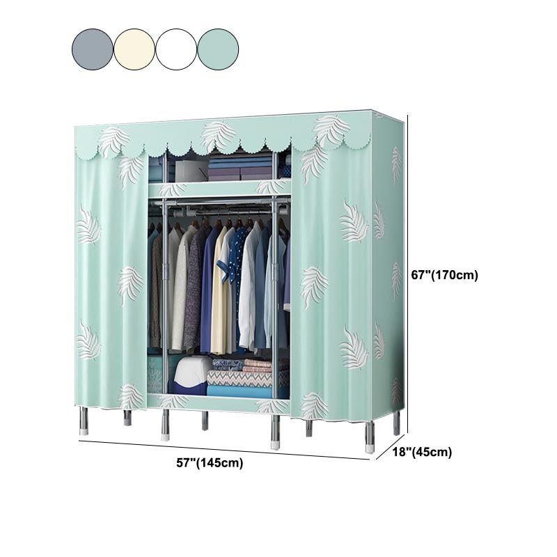 Contemporary Style Wardrobe Steel Cloth Rod Included Wardrobe Closet with Door